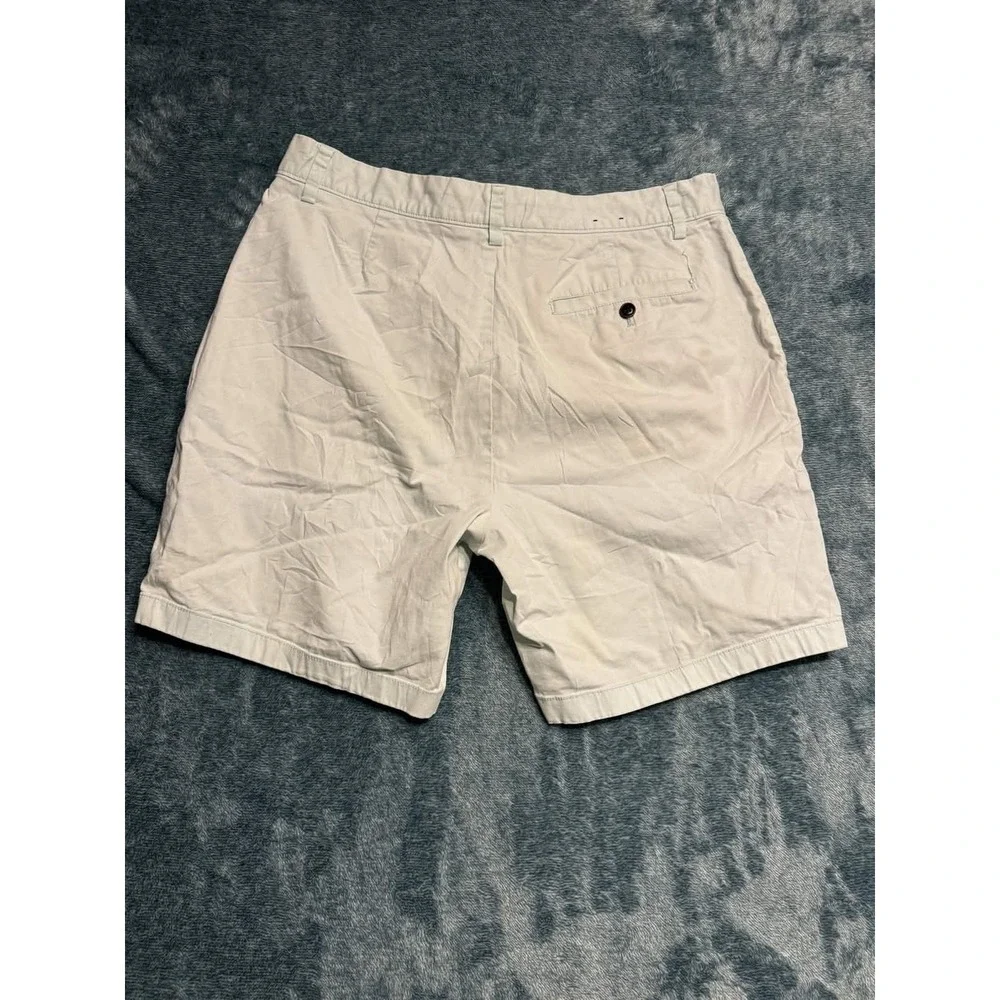Nautica Mens Shorts 34W Chino Shorts Beige 97% Cotton, 3% Spandex Solid Zip